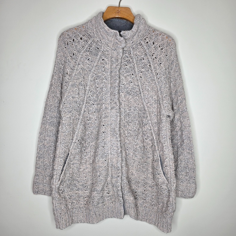 Eileen Fisher Chunky Sweater Sz XL Organic Cotton Knit Full Zip Fall Jacket
